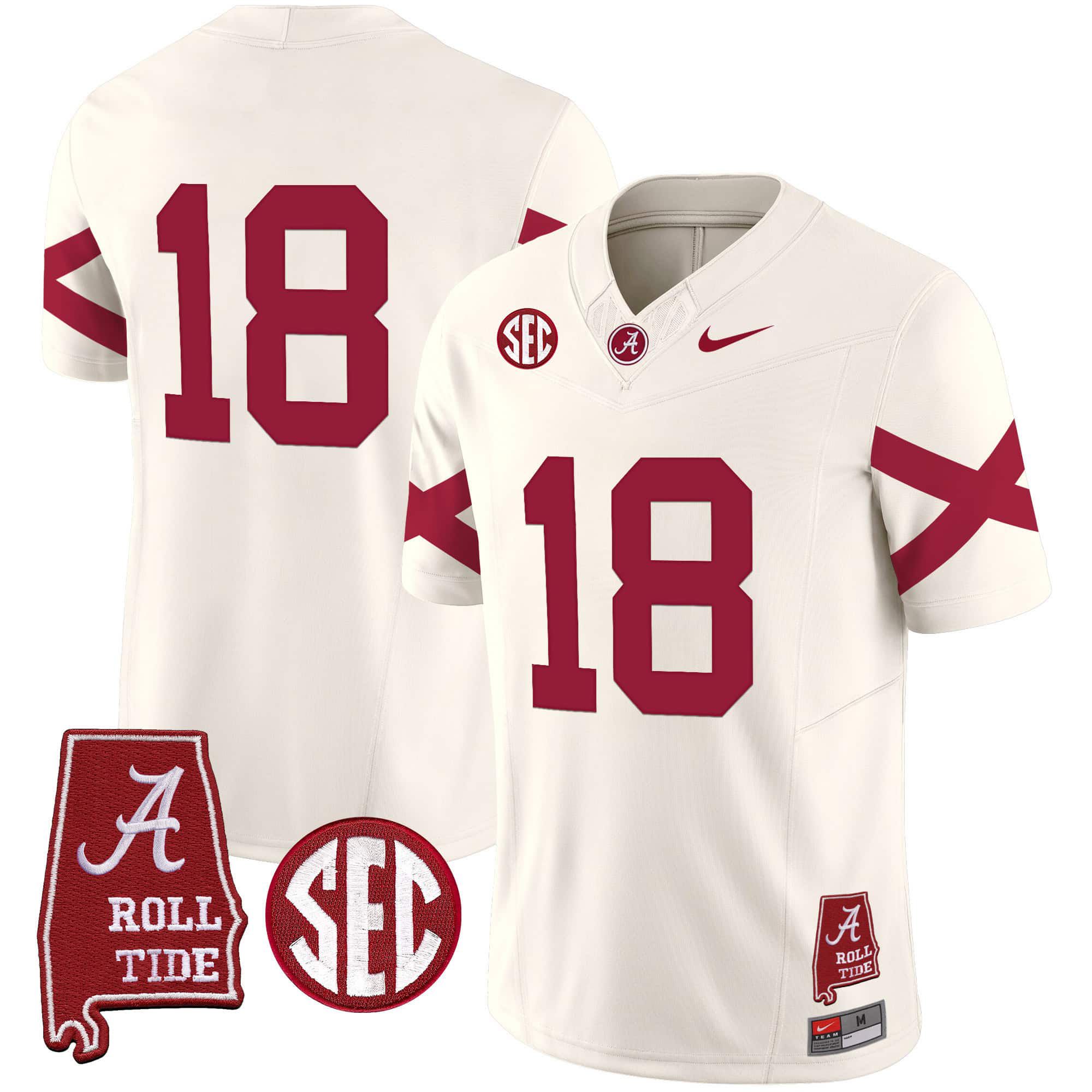 Men Alabama Crimson Tide #18 No Name Cream Map Vapor Limited 2024 Nike NCAA Jersey->indianapolis colts->NFL Jersey